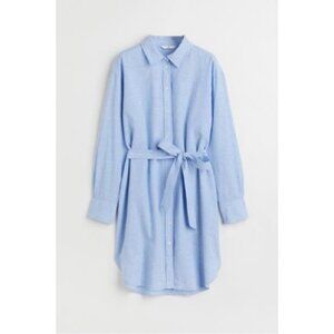 H&M Blue Linen Collared Dress